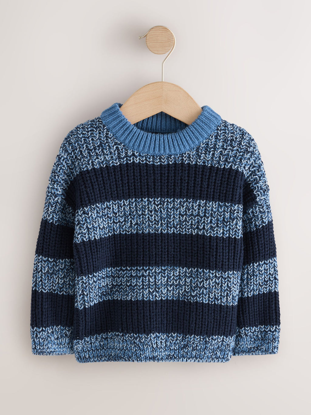 Blue/Navy Stripe Knitted Crew Neck Jumper (3mths-7yrs)
