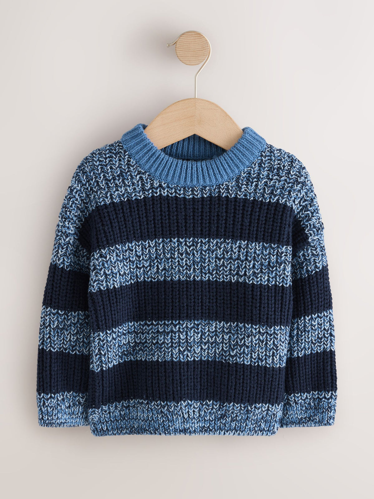 Blue/Navy Stripe Knitted Crew Neck Jumper (3mths-7yrs)