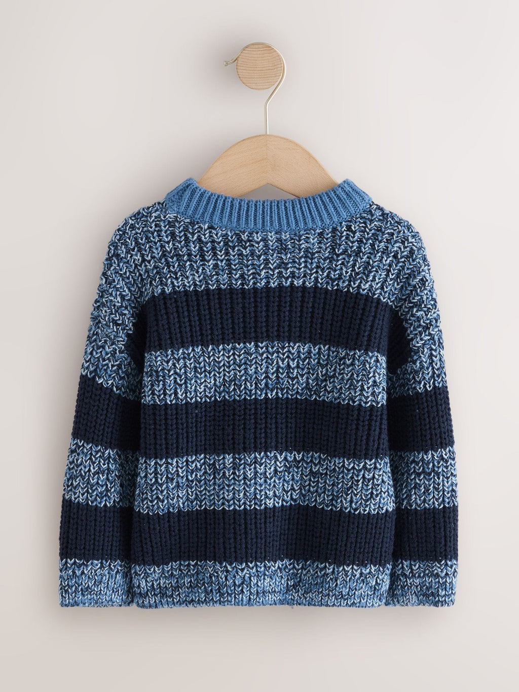 Blue/Navy Stripe Knitted Crew Neck Jumper (3mths-7yrs)