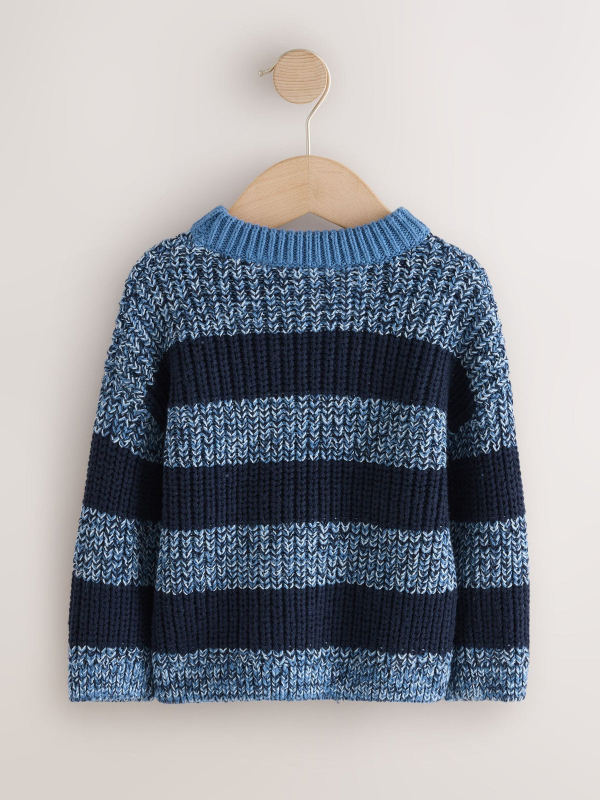 Blue/Navy Stripe Knitted Crew Neck Jumper (3mths-7yrs)