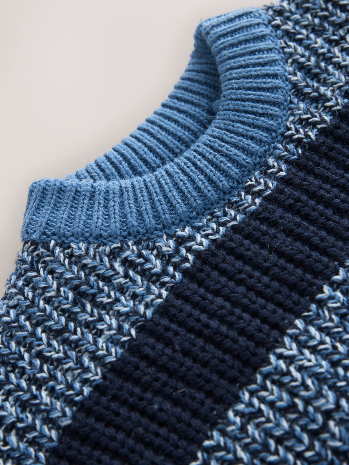 Blue/Navy Stripe Knitted Crew Neck Jumper (3mths-7yrs)