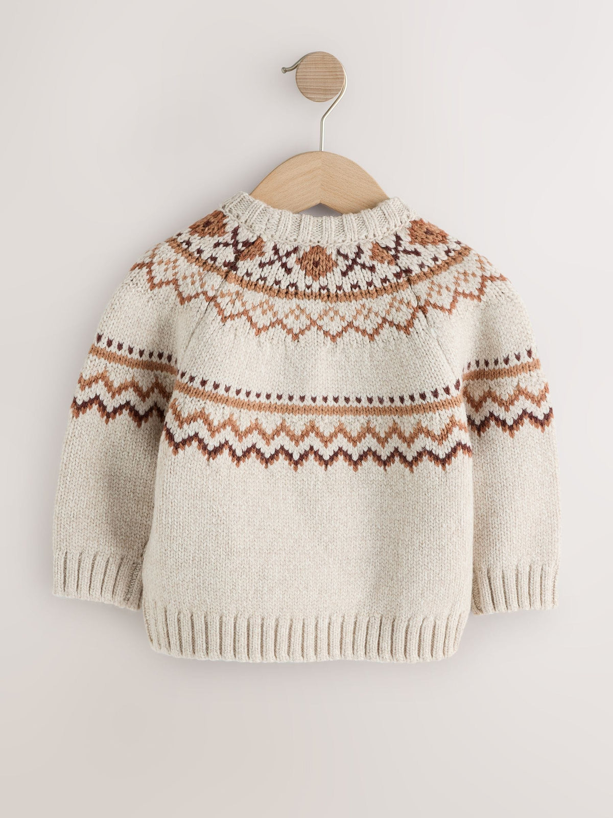 Neutral Pumpkin Fairisle Halloween Knitted Crew Neck Jumper (3mths-7yrs)
