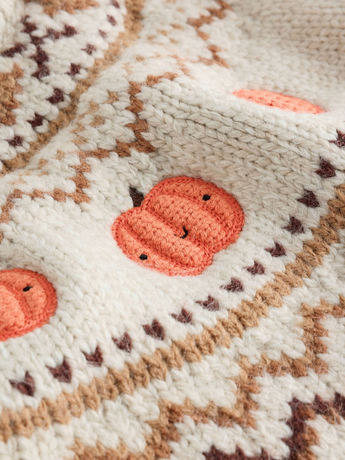 Neutral Pumpkin Fairisle Halloween Knitted Crew Neck Jumper (3mths-7yrs)