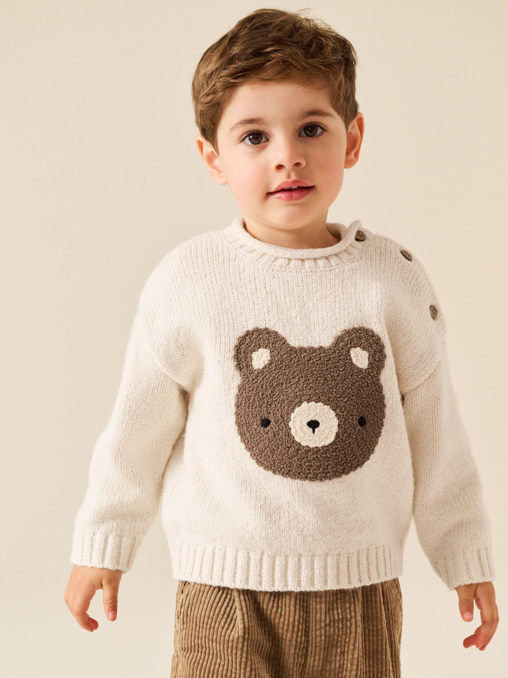 Neutral Bear Character Knitted Crew Neck Jumper (3mths-7yrs)