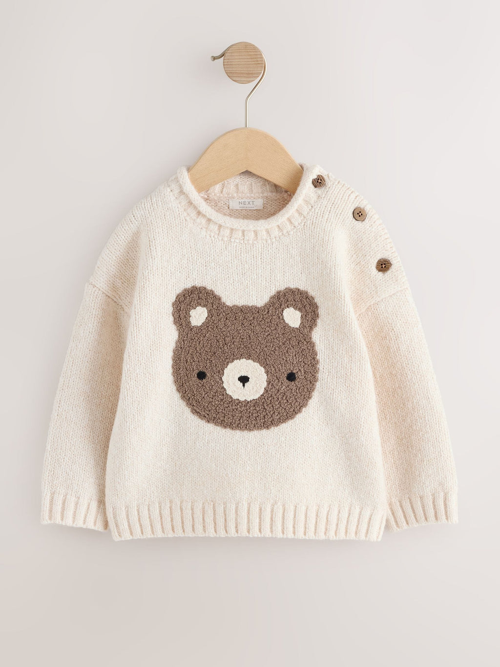 Neutral Bear Character Knitted Crew Neck Jumper (3mths-7yrs)