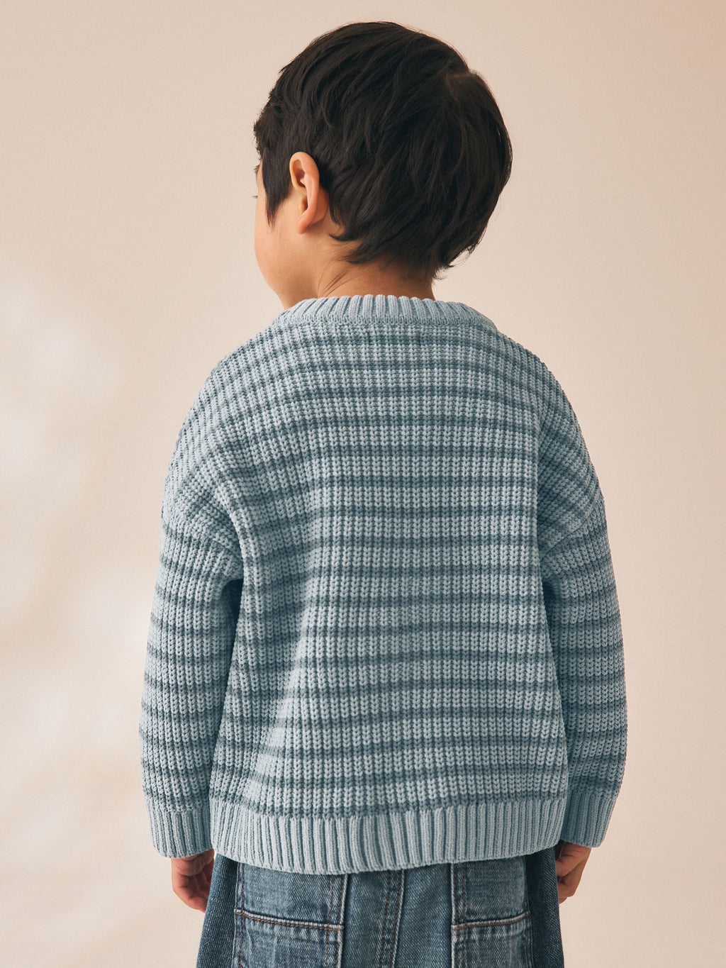 Blue Chenille Stripe Knitted Crew Neck Jumper (3mths-7yrs)