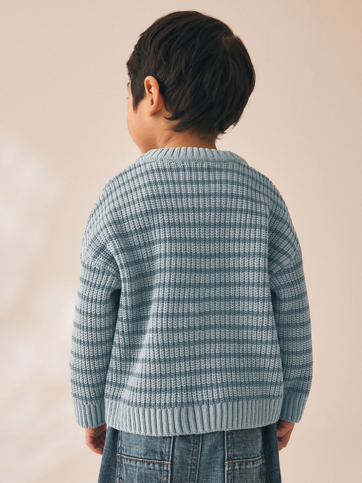 Blue Chenille Stripe Knitted Crew Neck Jumper (3mths-7yrs)