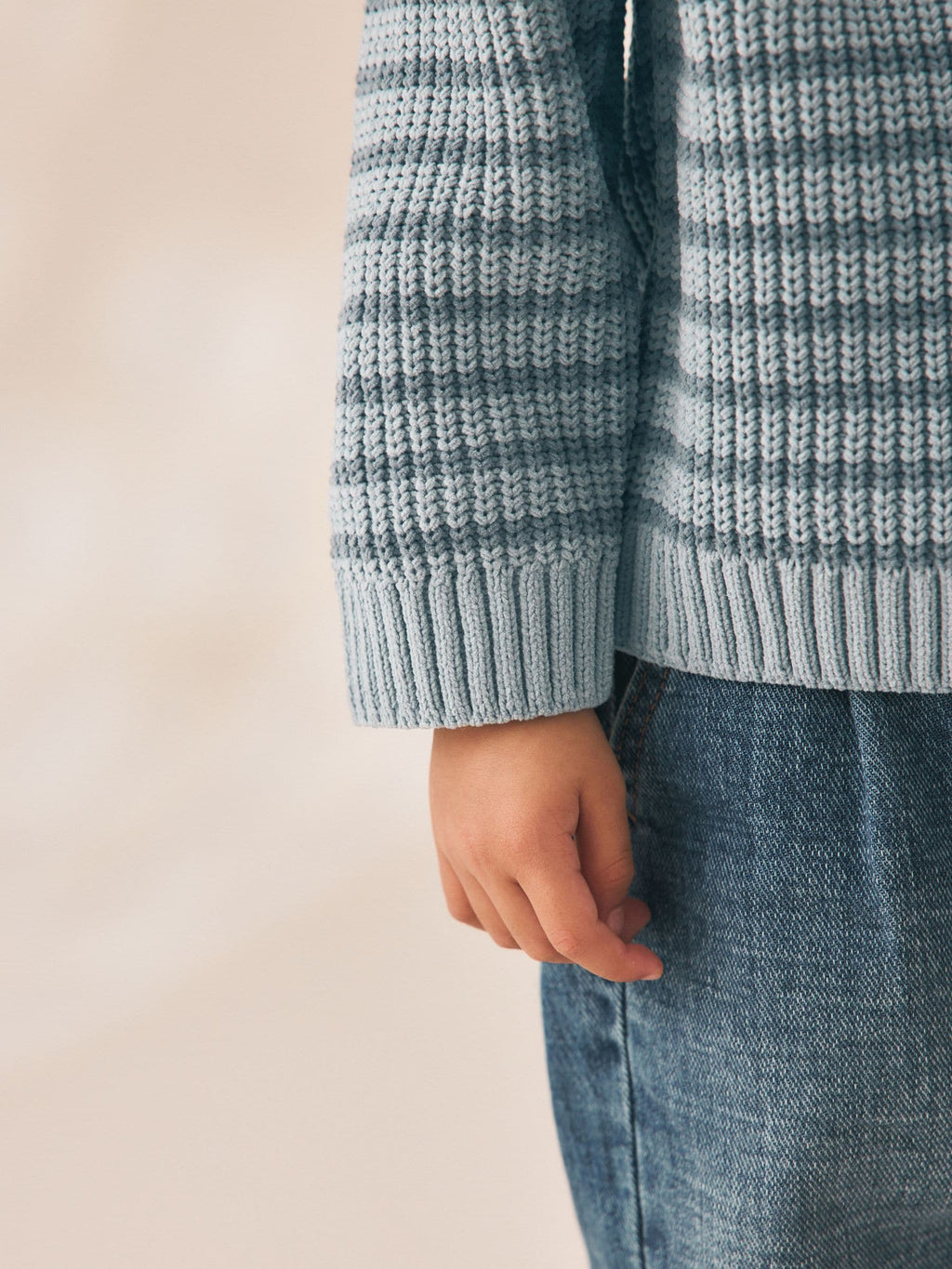 Blue Chenille Stripe Knitted Crew Neck Jumper (3mths-7yrs)