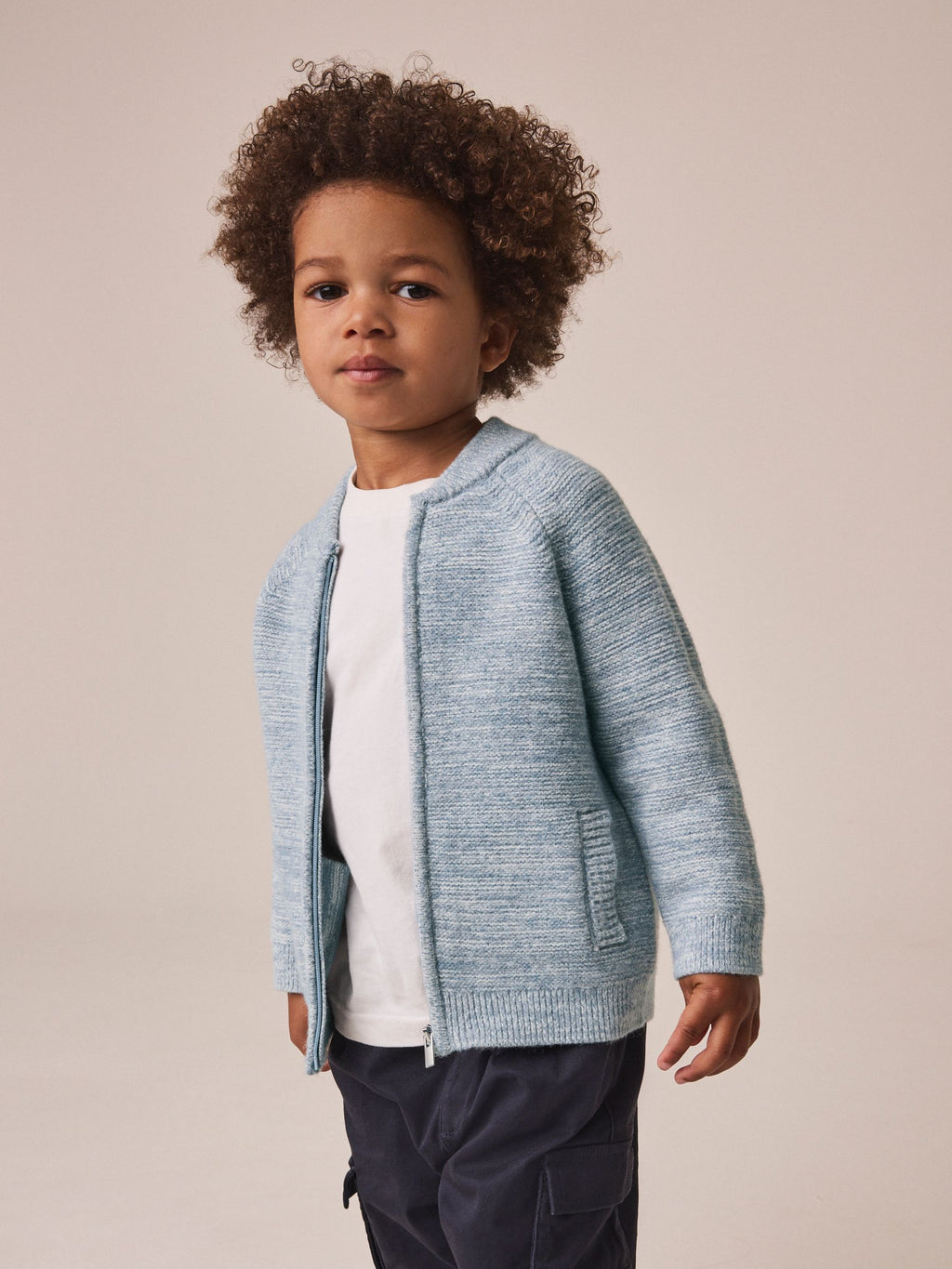 Blue Twist Zip Up Bomber Cardigan (3mths-7yrs)