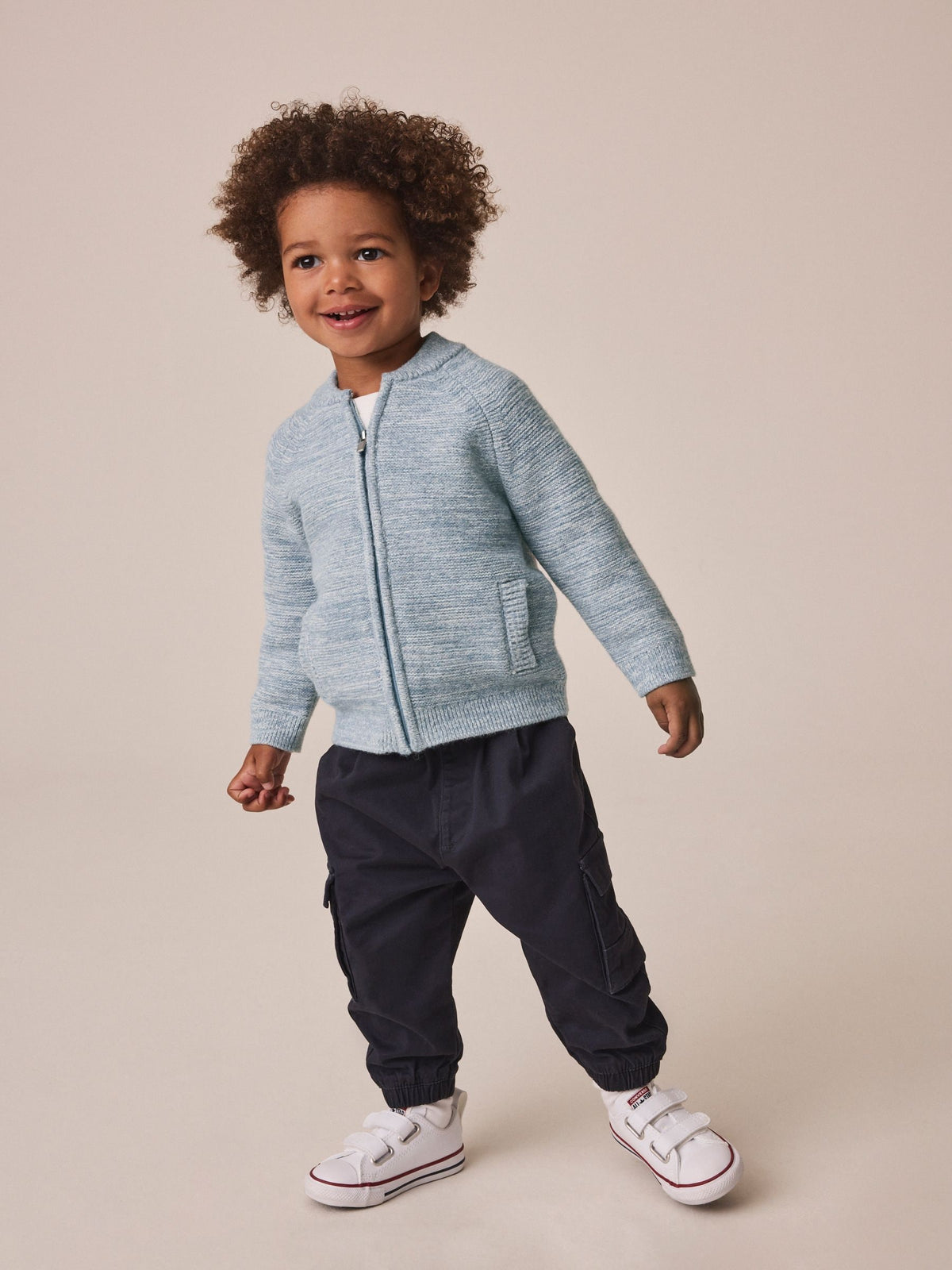 Blue Twist Zip Up Bomber Cardigan (3mths-7yrs)