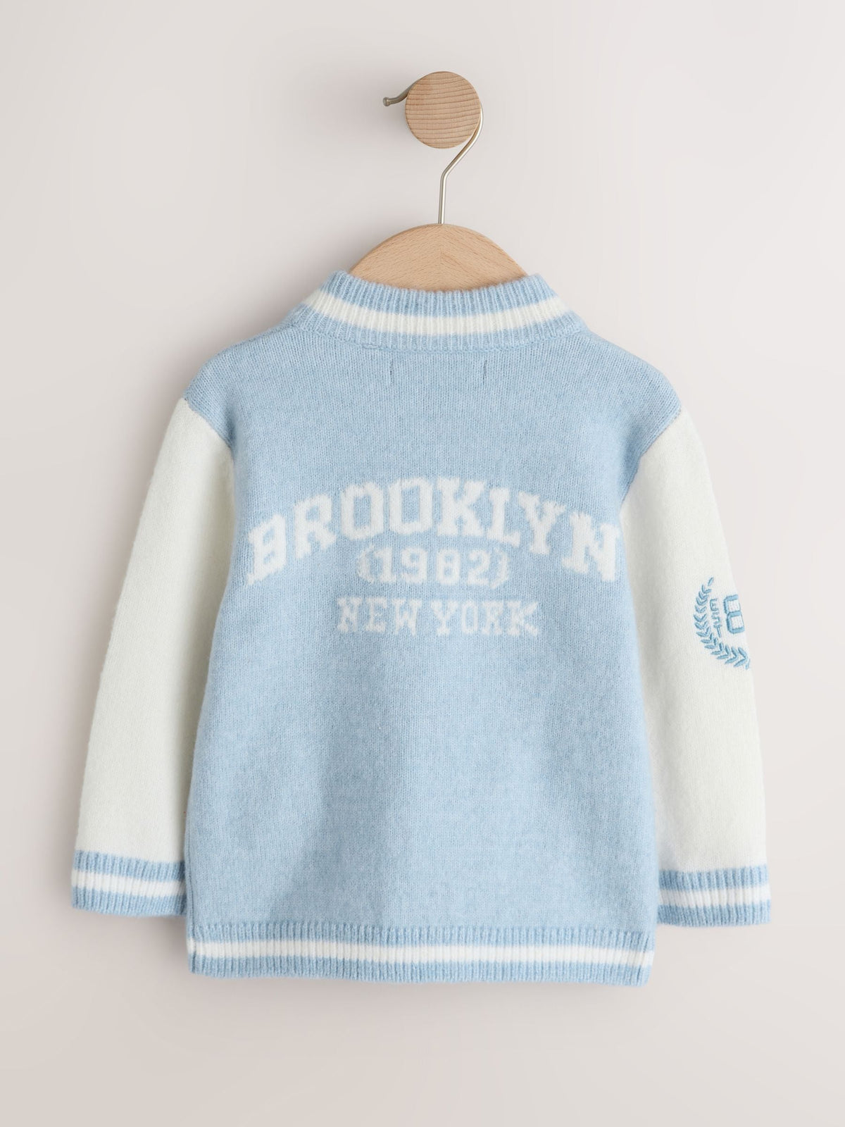 Blue Zip Through Varsity Bomber Cardigan (3mths-7yrs)