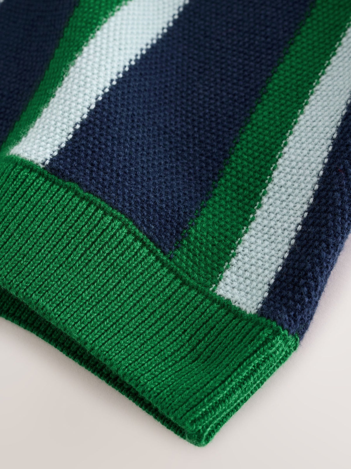 Green/Navy Stripe Knitted Polo Shirt (3mths-7yrs)
