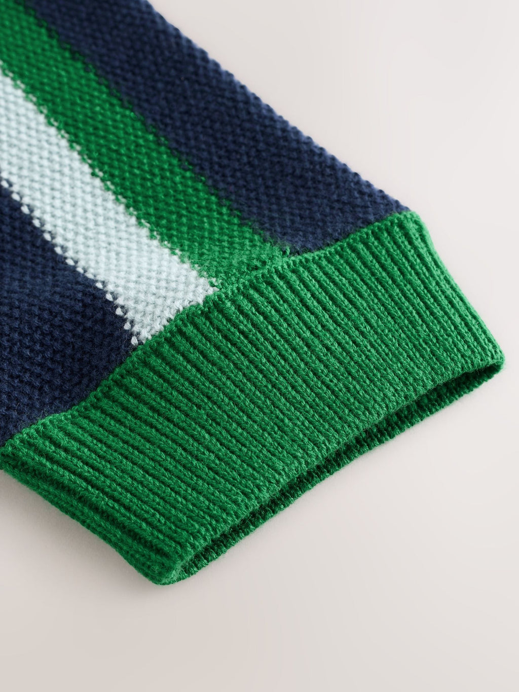 Green/Navy Stripe Knitted Polo Shirt (3mths-7yrs)