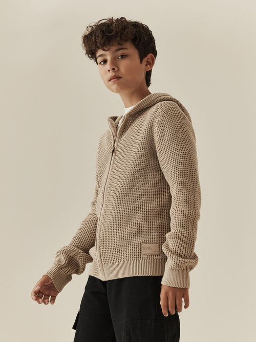 Chocolate Brown Knitted Zip Up Hoodie (3-16yrs)