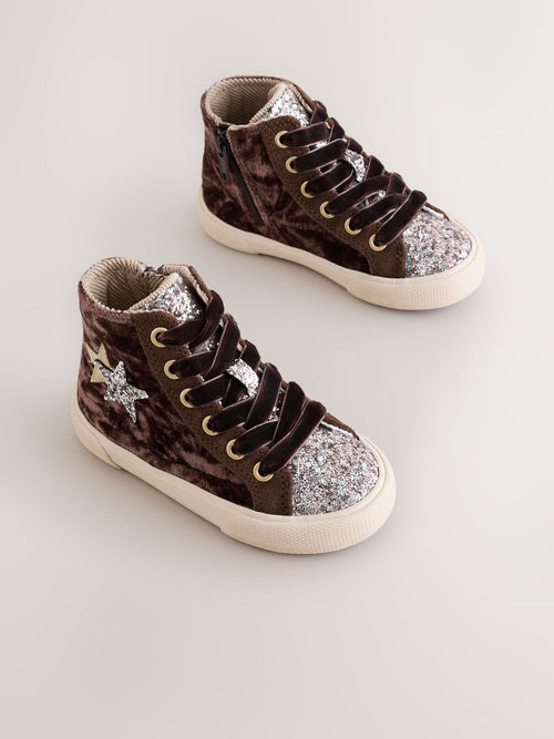 Purple Velvet Standard Fit (F) High Top Trainers