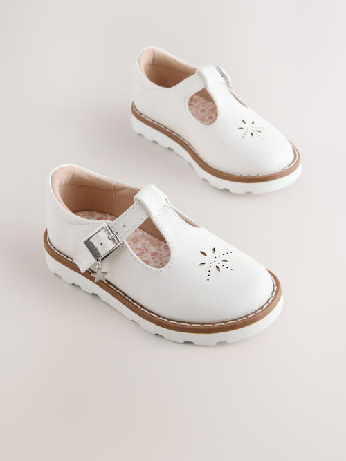 White Wide Fit (G) T-Bar Shoes