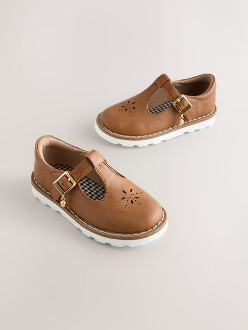 Tan Brown Wide Fit (G) T-Bar Shoes