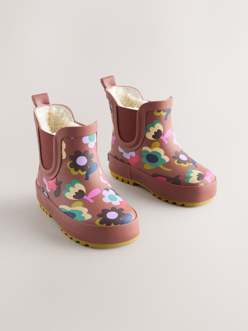 Brown Floral Chelsea Wellies
