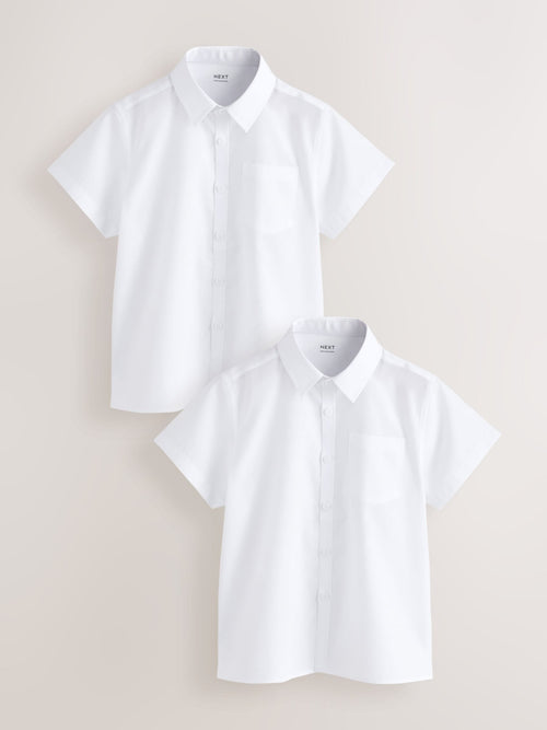 White Plus Fit Short Sleeve School 2 Pack Shirts (3-17yrs)