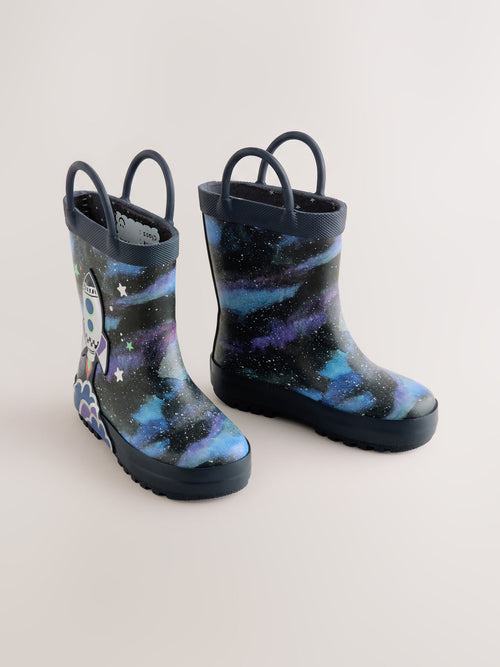 Navy Rocket Handle Pull On Wellies