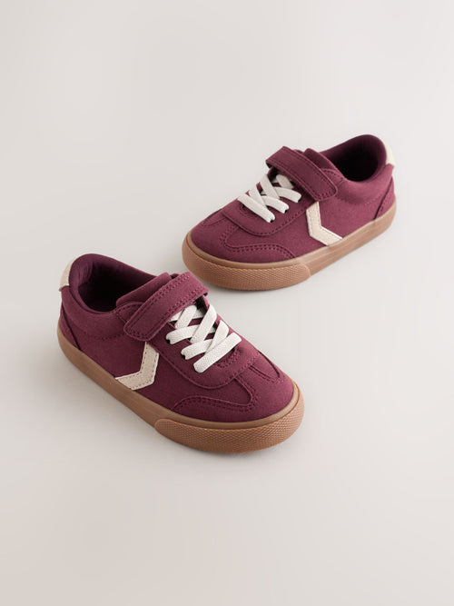 Burgundy Red Wide Fit (G) Touch Fastening Elastic Lace Trainers