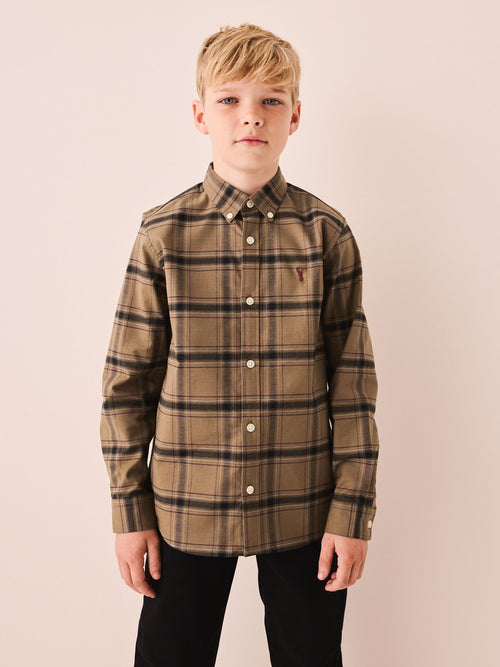 Chocolate Brown Check Oxford Shirt (3-16yrs)