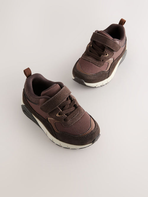 Chocolate Brown Standard Fit (F) Elastic Lace Trainers