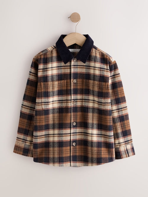 Brown/Navy Check Long Sleeve Check Shirt (3-16yrs)