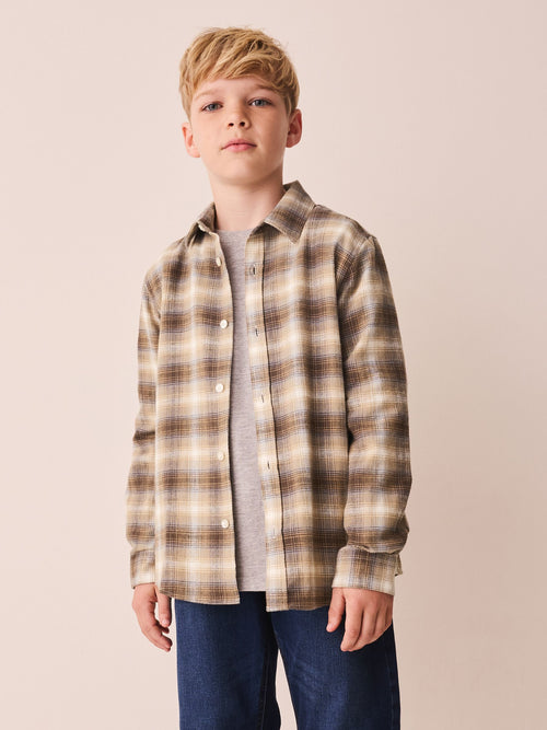 Neutral Check Long Sleeve Check Shirt (3-16yrs)