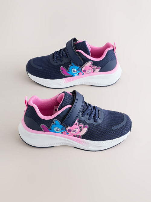 Navy/Pink Lilo & Stitch Elastic Lace-Up Trainers