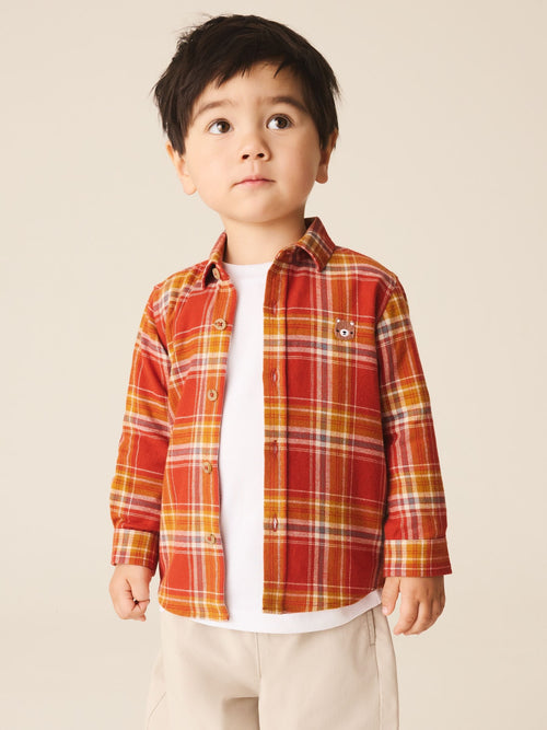 Orange Check Long Sleeve Brushed Check Shirt (3mths-7yrs)