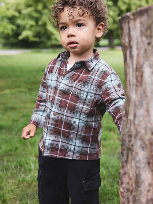 Blue/Brown Long Sleeve Check Shirt (3mths-7yrs)