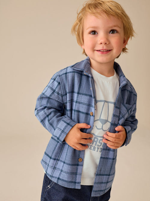 Blue Check Long Sleeve Shirt and T-Shirt Set 2 Piece (3mths-7yrs)
