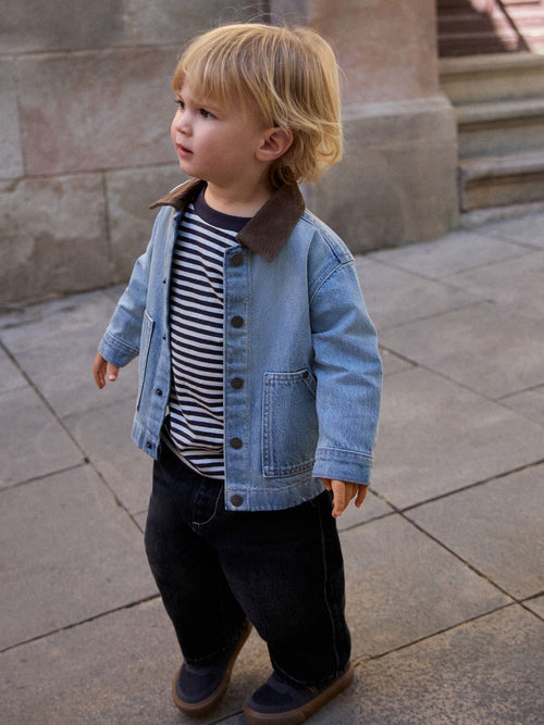 Blue Denim Long Sleeve Cord Collar Shirt (3mths-7yrs)