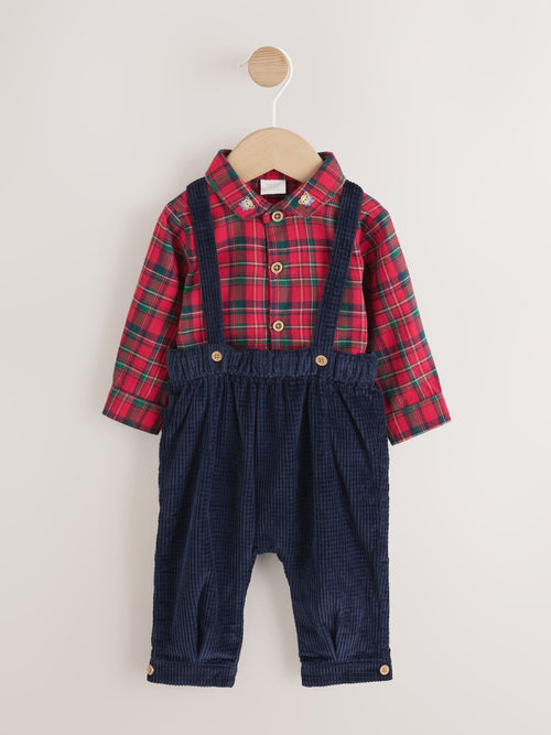 Red Check Shirt, Trousers and Braces Baby 3 Piece Set (0mths-2yrs)