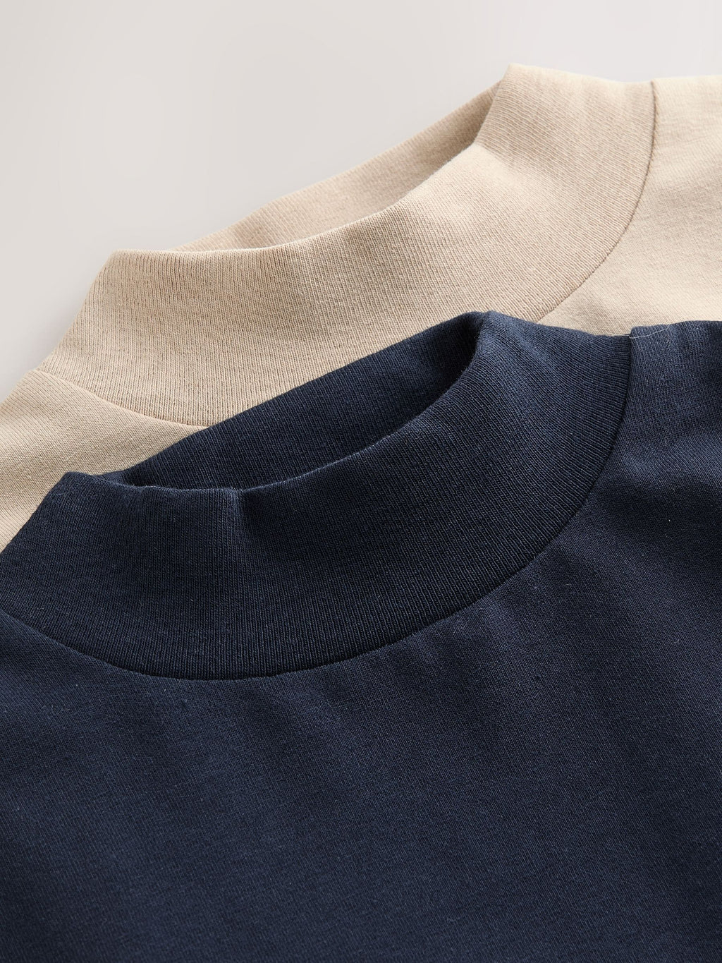 Navy/Stone Long Sleeve Turtle Neck T-Shirts 2 Pack (3mths-7yrs)