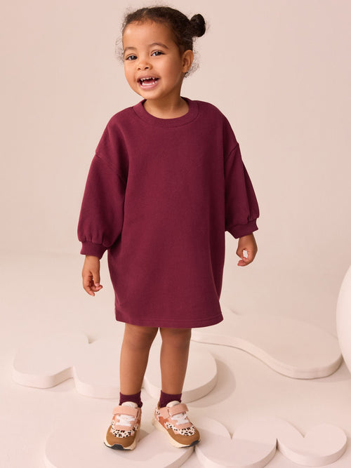Burgundy Relaxed Sweat Dress (3mths-7yrs)