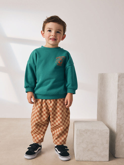 Green Croissant Single Sweatshirt And Stripe Joggers Set (3mths-7yrs)