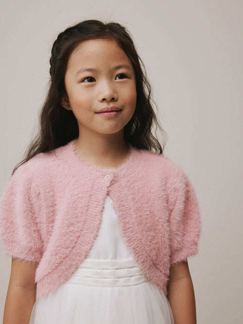 Pink Short Sleeve Fluffy Shrug (12mths-16yrs)
