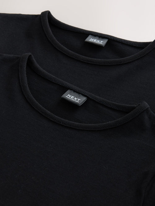 Black 2 Pack Puff Sleeve T-Shirts (3-16yrs)