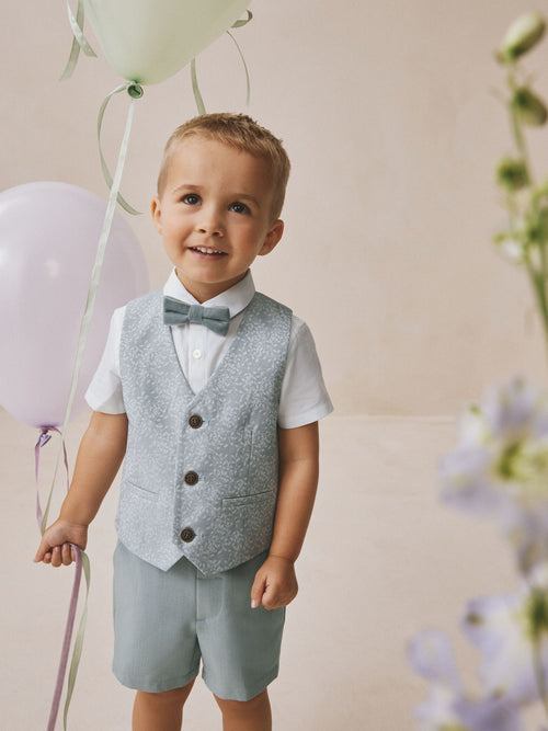 Pale Blue Waistcoat, Shirt, Shorts & Tie Set (3mths-9yrs)