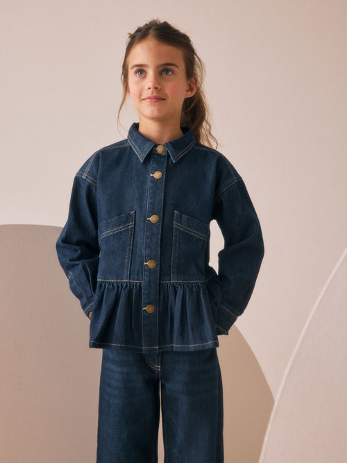 Indigo Blue Peplum Hem Denim Jacket (3-16yrs)