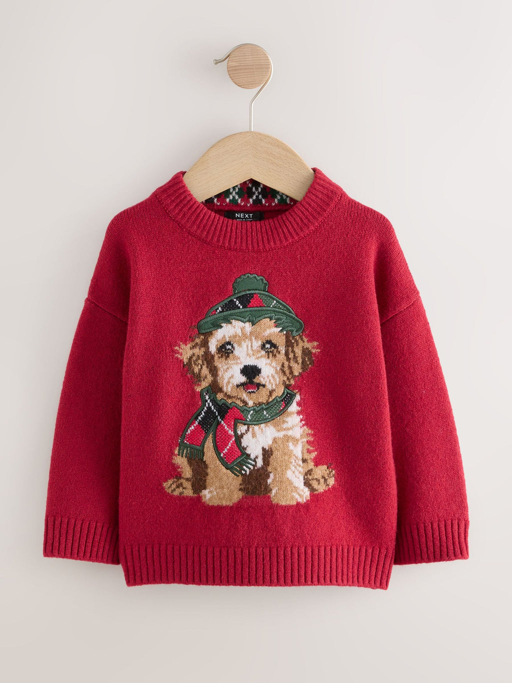 Red Dog Graphic Matching Family Christmas Jumper (3mths-7yrs)