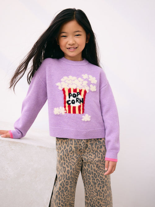 Purple Popcorn Graphic Jumper (3-16yrs)