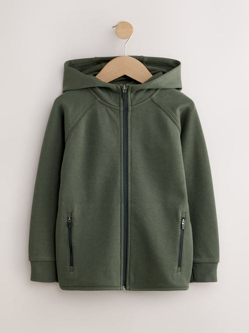 Khaki Green Tech Sportswear Zip Up Hoodie (3-16yrs)