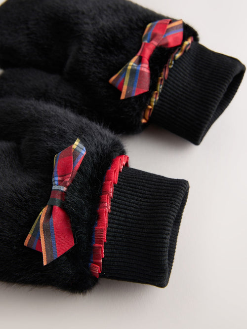 Black Faux Fur Mittens