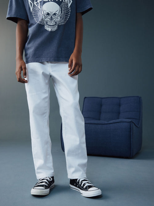 White Loose Fit Stretch Jeans (3-17yrs)