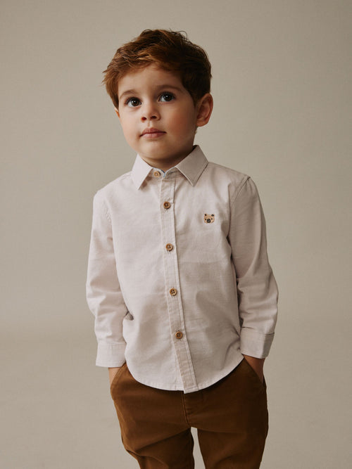 Ecru Character Long Sleeve Oxford Shirt (3mths-7yrs)