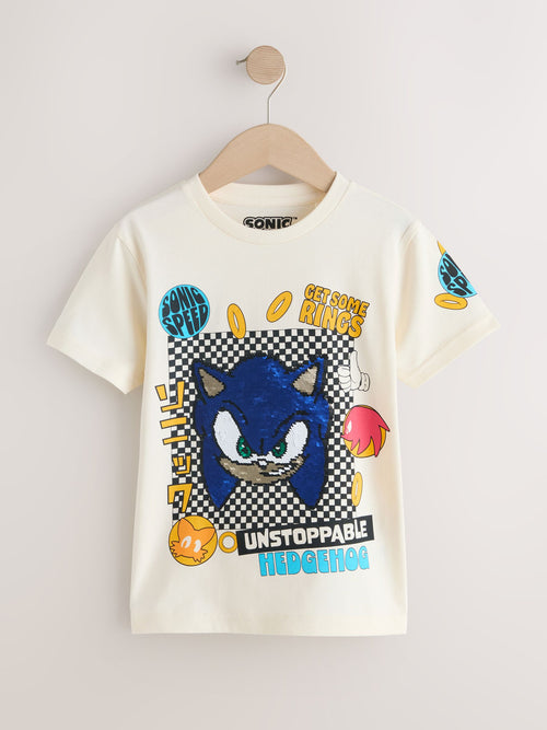 Ecru Sequin Sonic T-Shirt (3-16yrs)