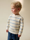 Ecru/Blue Knitted Stripe Henley Jumper (3mths-7yrs)